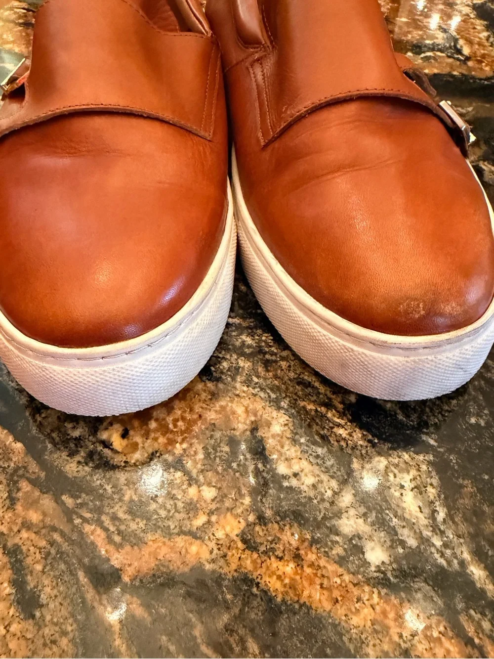 Kyler Cognac Leather Monk Strap Sneakers Sz 11